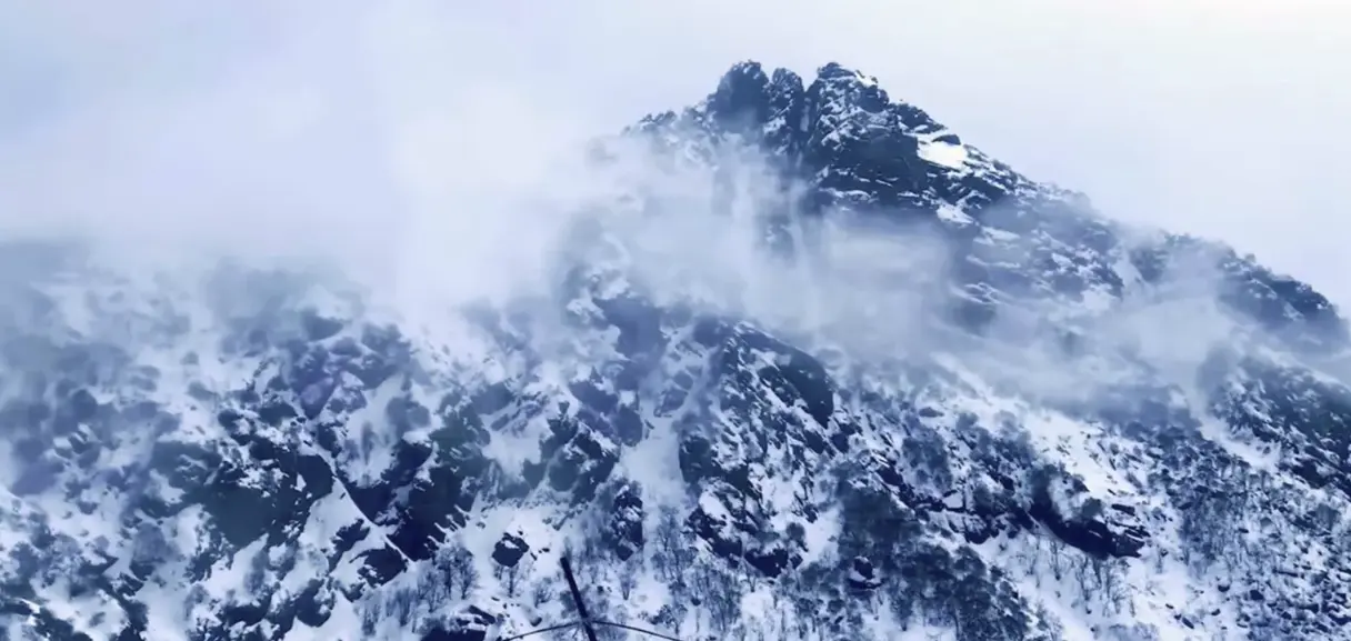 Misty mountain road climbing toward Tawang in Arunachal Pradesh