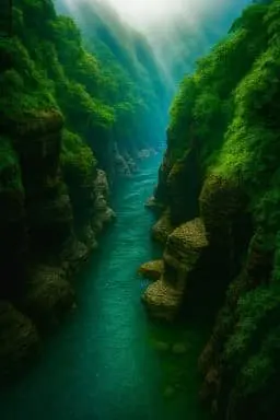 Green river canyon at Wari Chora in the Garo Hills, Meghalaya